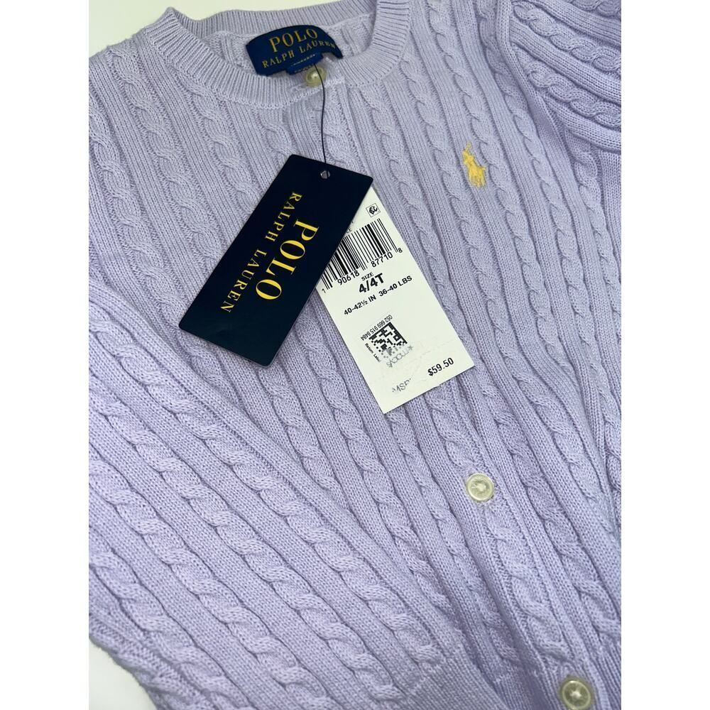 Polo Ralph Lauren Girls Lavender Sweater with Yellow Icon 4/4T - Picture 5 of 6